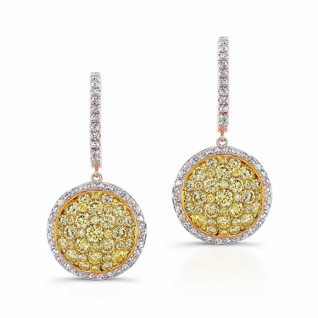 Fancy yellow diamond cluster earrings