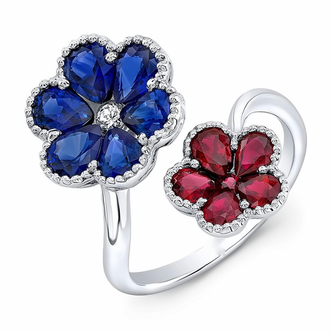 Sapphire and diamond flower ring