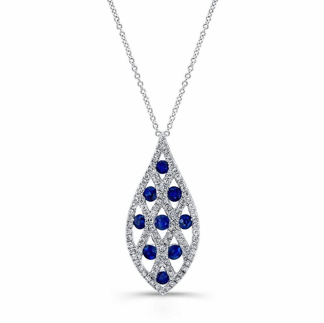 Sapphire and diamond teardrop pendant
